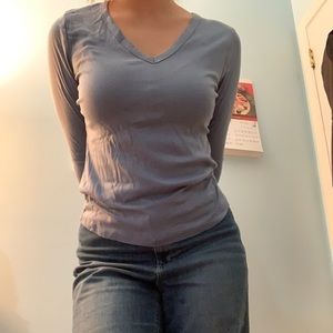 V neck blue shirt